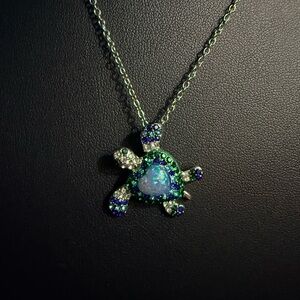Turtle Heart Shaped  Pendant Necklace 24” chain